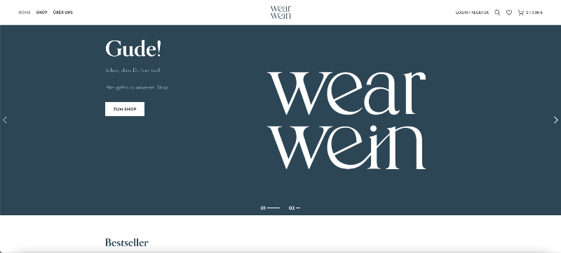 WearWein ist ein Online Shop der von TwinDash betreut und entwickelt wurde